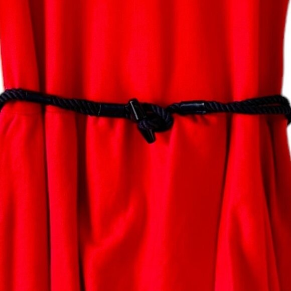 Ralph Lauren NEW Dropped Waist Dress Bistro Red with Navy Trim and Belt   Med - Picture 5 of 10